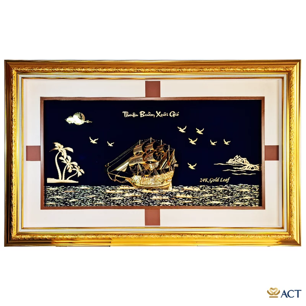 Quà tặng tranh Thuyền mạ vàng 24k ACT GOLD ISO 9001:2015 (Mẫu 29)