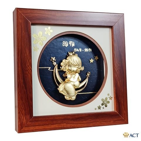 Quà tặng Tranh Cung Xử Nữ dát vàng 24k ACT GOLD ISO 9001:2015