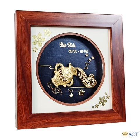 Quà tặng Tranh Cung Bảo Bình dát vàng 24k ACT GOLD ISO 9001:2015