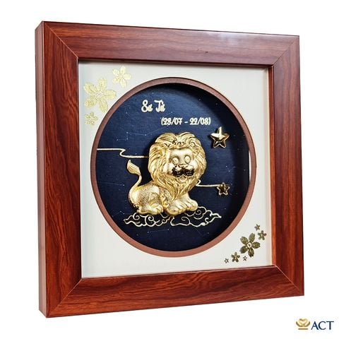 Quà tặng Tranh Cung Sư Tử dát vàng 24k ACT GOLD ISO 9001:2015