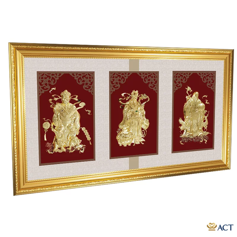 Quà tặng tranh Phúc Lộc Thọ dát vàng 24k ACT GOLD ISO 9001:2015