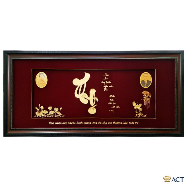 Quà tặng Tranh Mừng Thọ dát vàng 24k ACT GOLD ISO 9001:2015