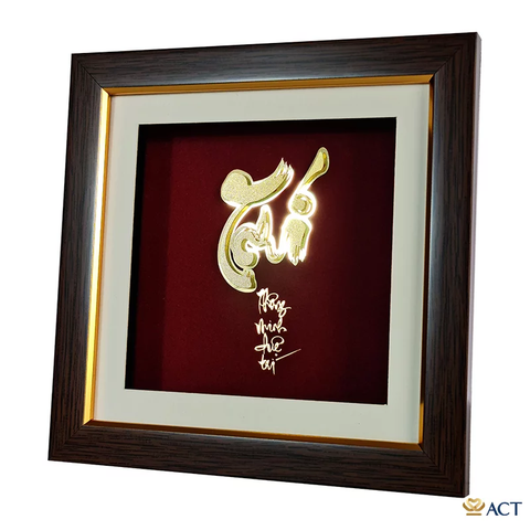 Quà tặng Tranh Chữ Trí dát vàng 24k ACT GOLD ISO 9001:2015