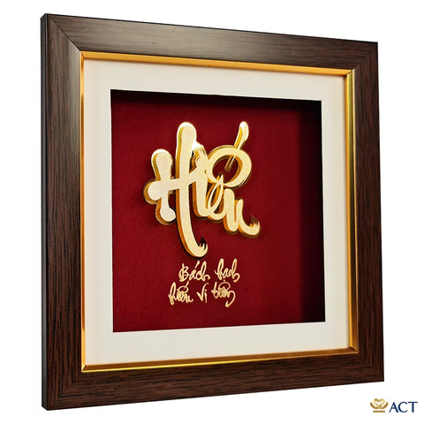 Quà tặng Tranh Chữ Hiếu dát vàng 24k ACT GOLD ISO 9001:2015