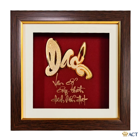 Quà tặng Tranh Chữ Danh dát vàng 24k ACT GOLD ISO 9001:2015