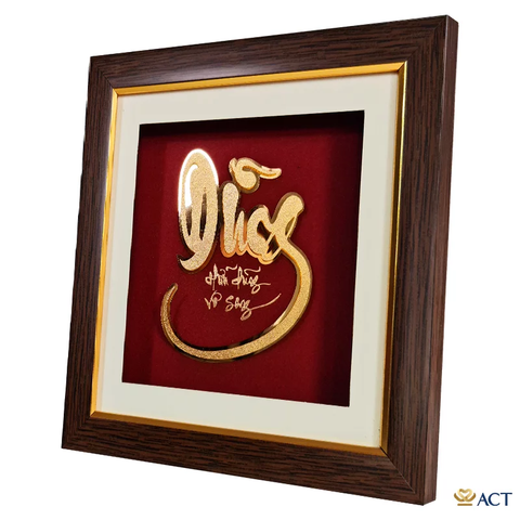 Quà tặng Tranh Chữ Dũng dát vàng 24k ACT GOLD ISO 9001:2015