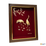 Quà tặng tranh Đôi Chim Hạc dát vàng 24k ACT GOLD ISO 9001:2015 (Mẫu3)