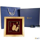 Quà tặng tranh Đôi Chim Công dát vàng 24k ACT GOLD ISO 9001:2015 (Mẫu 3)