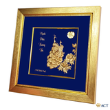 Quà tặng tranh Đôi Chim Công dát vàng 24k ACT GOLD ISO 9001:2015 (Mẫu 3)