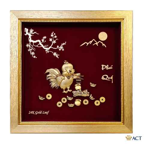 Tranh Gà Con dát vàng 24k ACT GOLD ISO 9001:2015