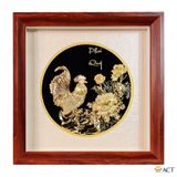 Quà tặng Tranh Gà trống dát vàng 24k ACT GOLD ISO 9001:2015