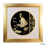 Quà tặng Tranh Cá Chép Phú Quý dát vàng 24k ACT GOLD ISO 9001:2015