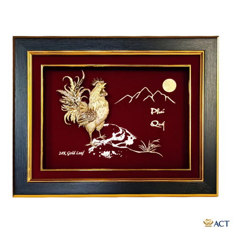 Tranh Gà Trống dát vàng 24k ACT GOLD ISO 9001:2015 (Mẫu 1)