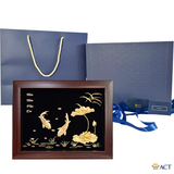 Quà tặng tranh Cá Chép Hoa Sen dát vàng 24k ACT GOLD ISO 9001:2015 (Mẫu 6)