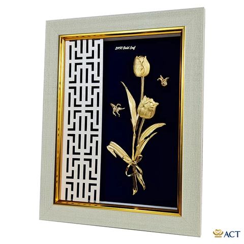 Tranh Hoa Tulip dát vàng 24k ACT GOLD ISO 9001:2015
