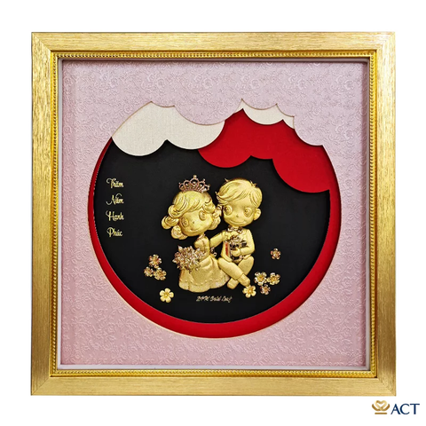 Quà tặng tranh Cô Dâu Chú Rể dát vàng 24k ACT GOLD ISO 9001:2015 (Mẫu 1)