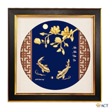 Quà tặng tranh Cá Chép Hoa Mộc Lan dát vàng 24k ACT GOLD ISO 9001:2015