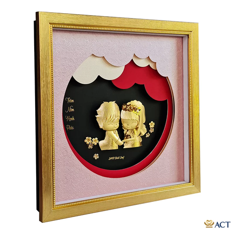 Quà tặng tranh Cô Dâu Chú Rể dát vàng 24k ACT GOLD ISO 9001:2015 (Mẫu 2)