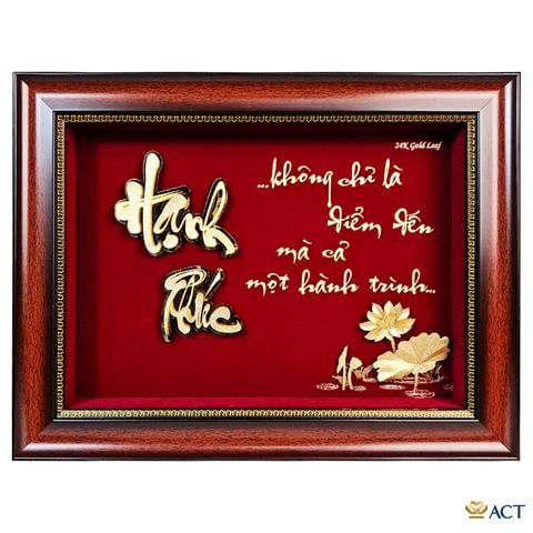 Tranh Chữ Hạnh Phúc Hoa Sen dát vàng 24k ACT GOLD ISO 9001:2015