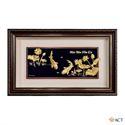 Quà tặng tranh Cá Chép Hoa Sen dát vàng 24k ACT GOLD ISO 9001:2015 (Mẫu 4)