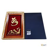 Quà tặng Tranh Chữ Tâm dát vàng 24k ACT GOLD ISO 9001:2015(Mẫu 4)