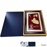 Quà tặng tranh Đôi Chim Công dát vàng 24k ACT GOLD ISO 9001:2015 (Mẫu 14)