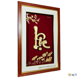 Quà tặng Tranh Chữ Lộc Hoa Sen dát vàng 24k ACT GOLD ISO 9001:2015