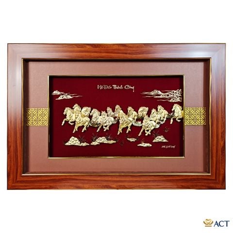 Quà tặng tranh Vạn Mã Hùng Phong dát vàng 24k ACT GOLD ISO 9001:2015