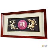 Quà tặng tranh Long Phụng Sum Vầy dát vàng 24k ACT GOLD ISO 9001:2015