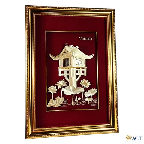 Tranh Chùa Một Cột dát vàng 24k ACT GOLD ISO 9001:2015 (Mẫu 1)