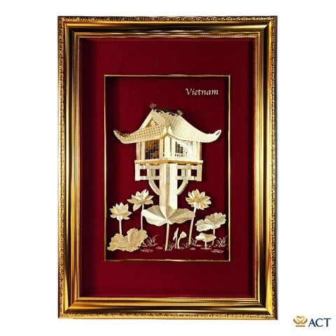 Tranh Chùa Một Cột dát vàng 24k ACT GOLD ISO 9001:2015 (Mẫu 1)