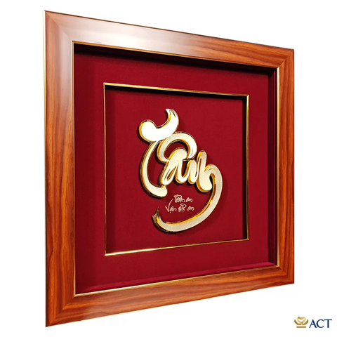 Quà tặng Tranh Chữ Tâm dát vàng 24k ACT GOLD ISO 9001:2015 (Mẫu 6)