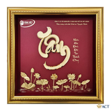 Quà tặng Tranh Chữ Tâm Hoa Sen dát vàng 24k ACT GOLD ISO 9001:2015(Mẫu 5)