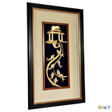 Tranh Cá Chép Vượt Vũ Môn dát vàng 24k ACT GOLD ISO 9001:2015 (Mẫu 1)
