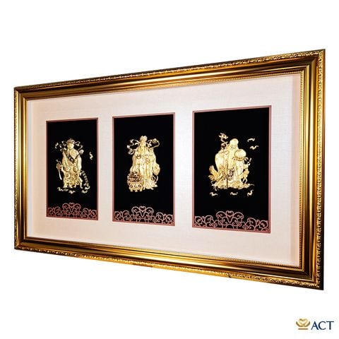 Quà tặng tranh Phúc Lộc Thọ dát vàng 24k ACT GOLD ISO 9001:2015