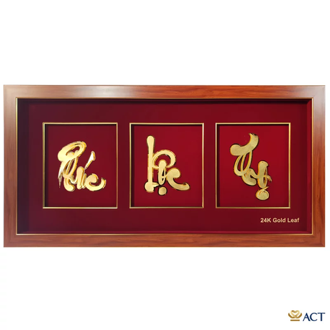 Quà tặng Tranh Chữ Phúc Lộc Thọ dát vàng 24k ACT GOLD ISO 9001:2015