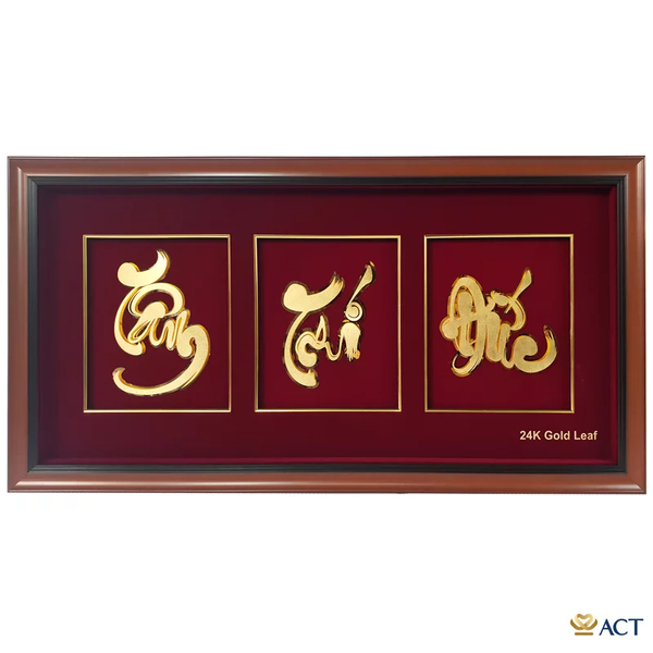 Quà tặng Tranh Chữ Tâm Trí Đức dát vàng 24k ACT GOLD ISO 9001:2015