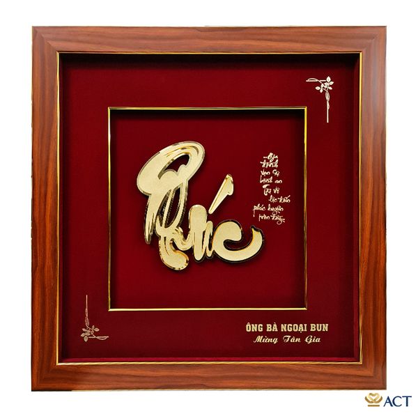 Quà tặng tranh thư pháp chữ PHÚC dát vàng 24k ACT GOLD ISO 9001:2015