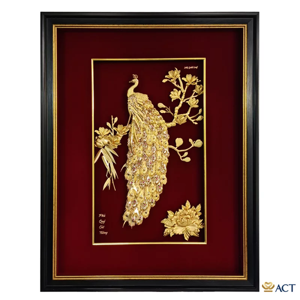 Tranh Chim Công dát vàng 24k ACT GOLD ISO 9001:2015