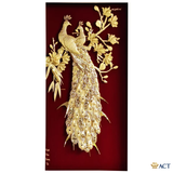 Quà tặng tranh Đôi Chim Công dát vàng 24k ACT GOLD ISO 9001:2015 (Mẫu 11)
