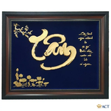 Quà tặng Tranh Chữ Tâm dát vàng 24k ACT GOLD ISO 9001:2015(Mẫu 3)