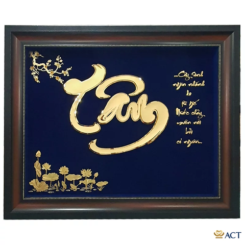 Quà tặng Tranh Chữ Tâm dát vàng 24k ACT GOLD ISO 9001:2015(Mẫu 3)