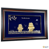 Quà tặng tranh Thuyền dát vàng 24k ACT GOLD ISO 9001:2015 (Mẫu 5)