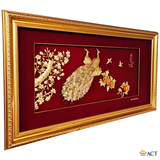 Quà tặng tranh Đôi Chim Công dát vàng 24k ACT GOLD ISO 9001:2015 (Mẫu 10)