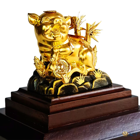 Quà tặng Heo Tài Lộc dát vàng 24k ACT GOLD ISO 9001:2015(Mẫu 1)