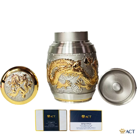 Quà tặng Hộp Trà Rồng Mạ Vàng dát vàng 24k ACT GOLD ISO 9001:2015