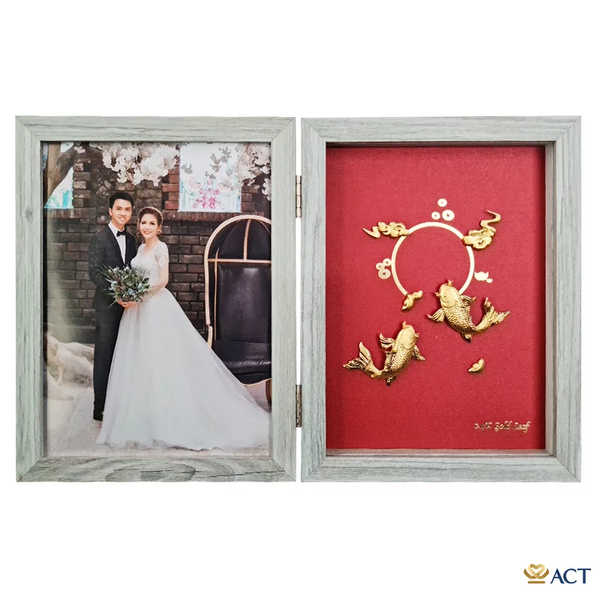Quà tặng Khung Ảnh Đôi Cá Chép dát vàng 24k ACT GOLD ISO 9001:2015