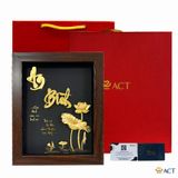 Quà tặng Tranh Chữ An Bình Hoa Sen dát vàng 24k ACT GOLD ISO 9001:2015