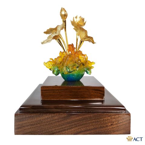Chậu Sen 5 Cành dát vàng 24k ACT GOLD