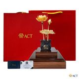 Quà tặng Chậu Sen 3 Cành dát vàng 24k ACT GOLD ISO 9001:2015(Mẫu 1)